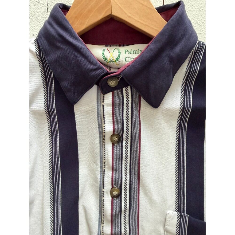 Vintage Late 90's Palmland Club Stripe Polo Golf Shirt Men's Small Navy/Maroon View 3